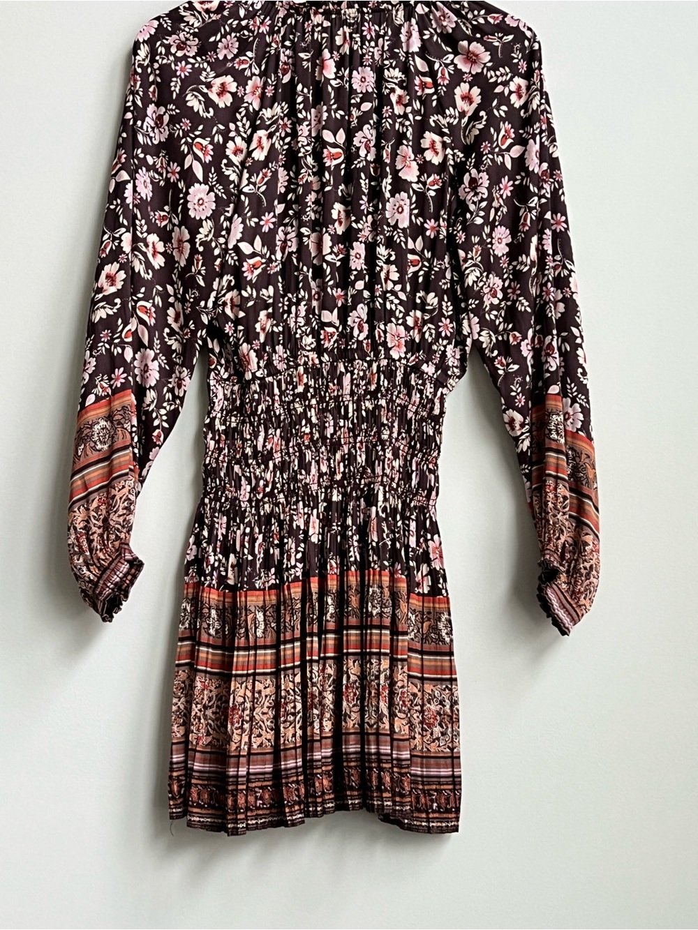 Anthropologie current air Alyce smocked waist floral dress Hippie long sleeve - Picture 16 of 16